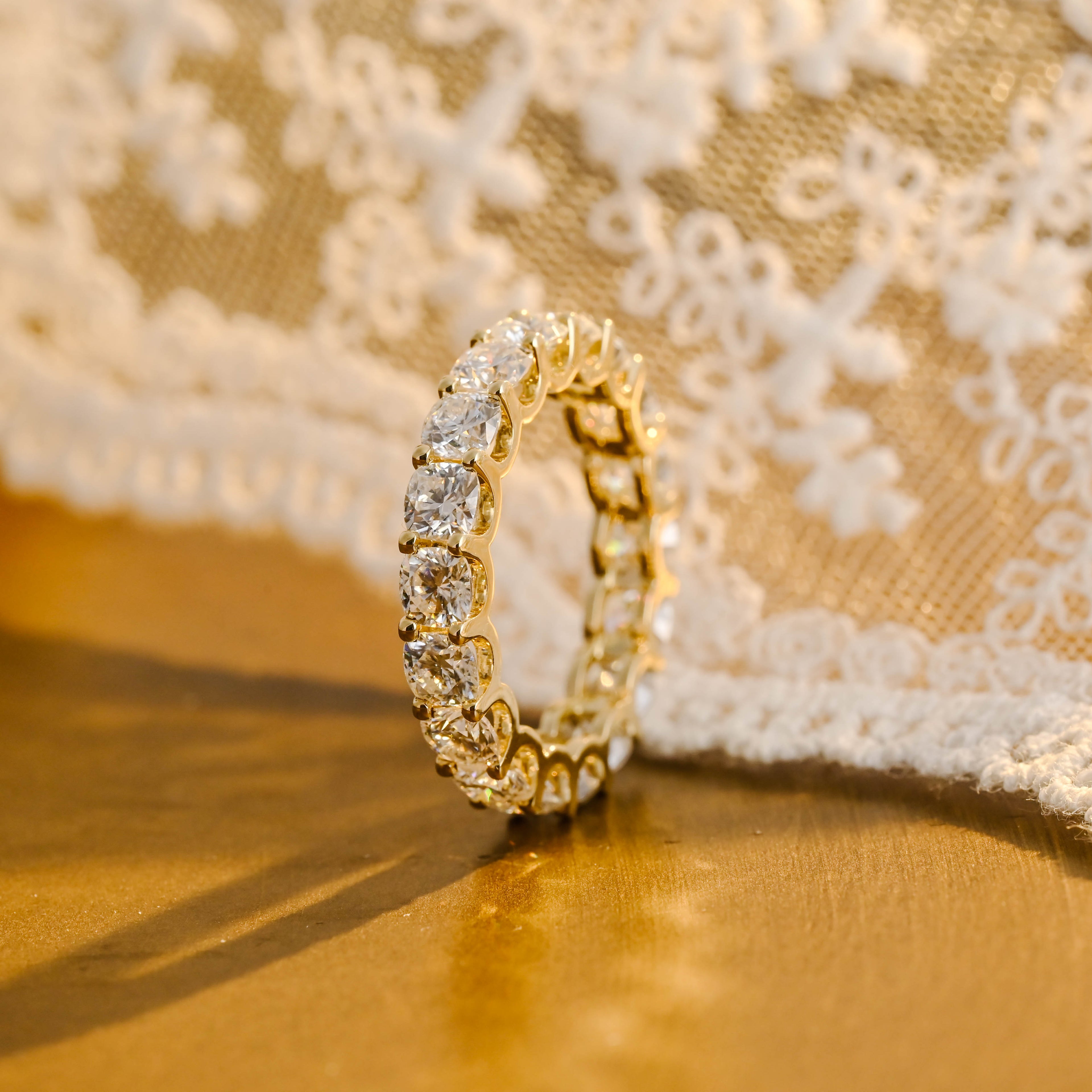 Ultra-Brilliant Round Lab Diamond Row Ring | D-E VVS-VS | 14K 18K Solid Gold