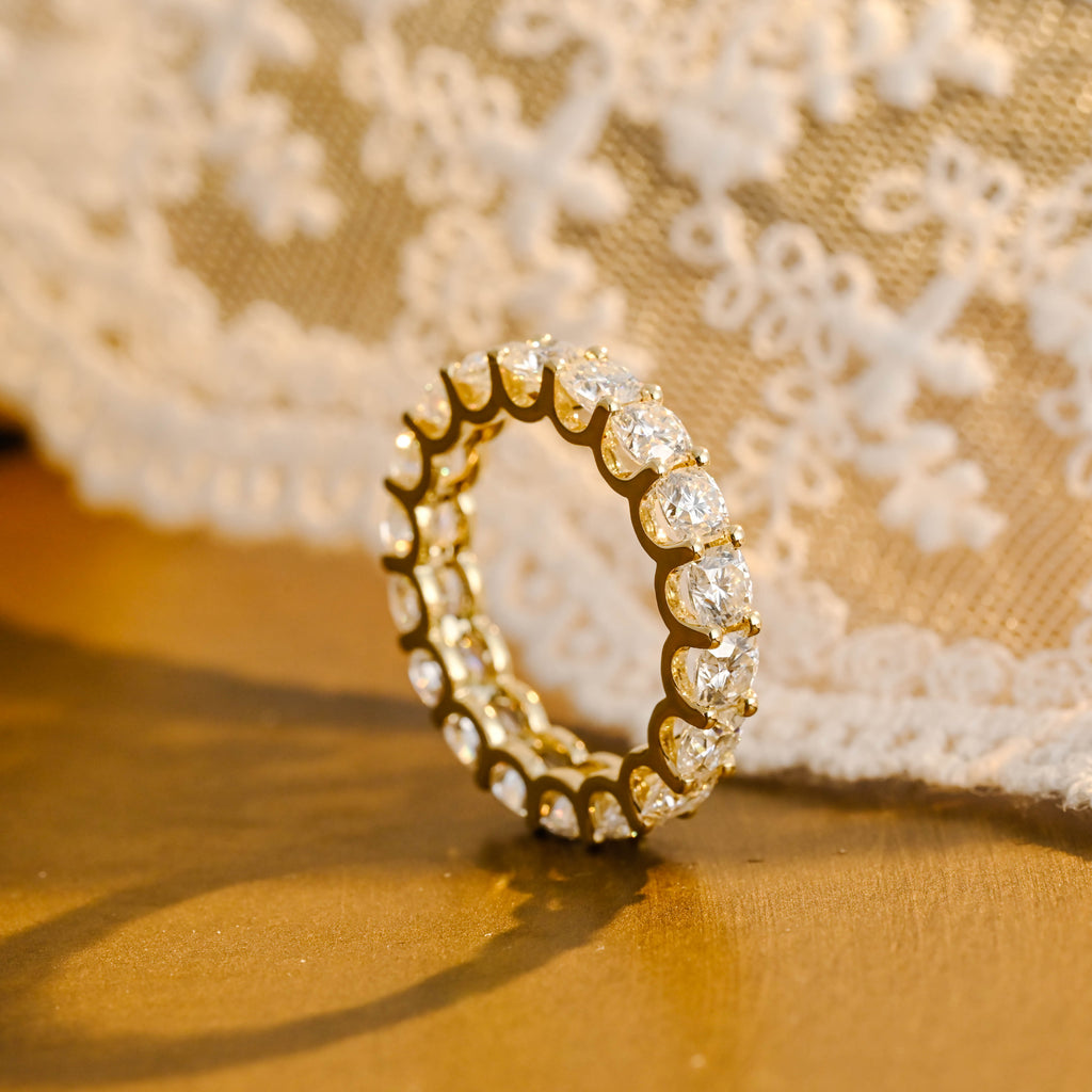 Ultra-Brilliant Round Lab Diamond Row Ring | D-E VVS-VS | 14K 18K Solid Gold