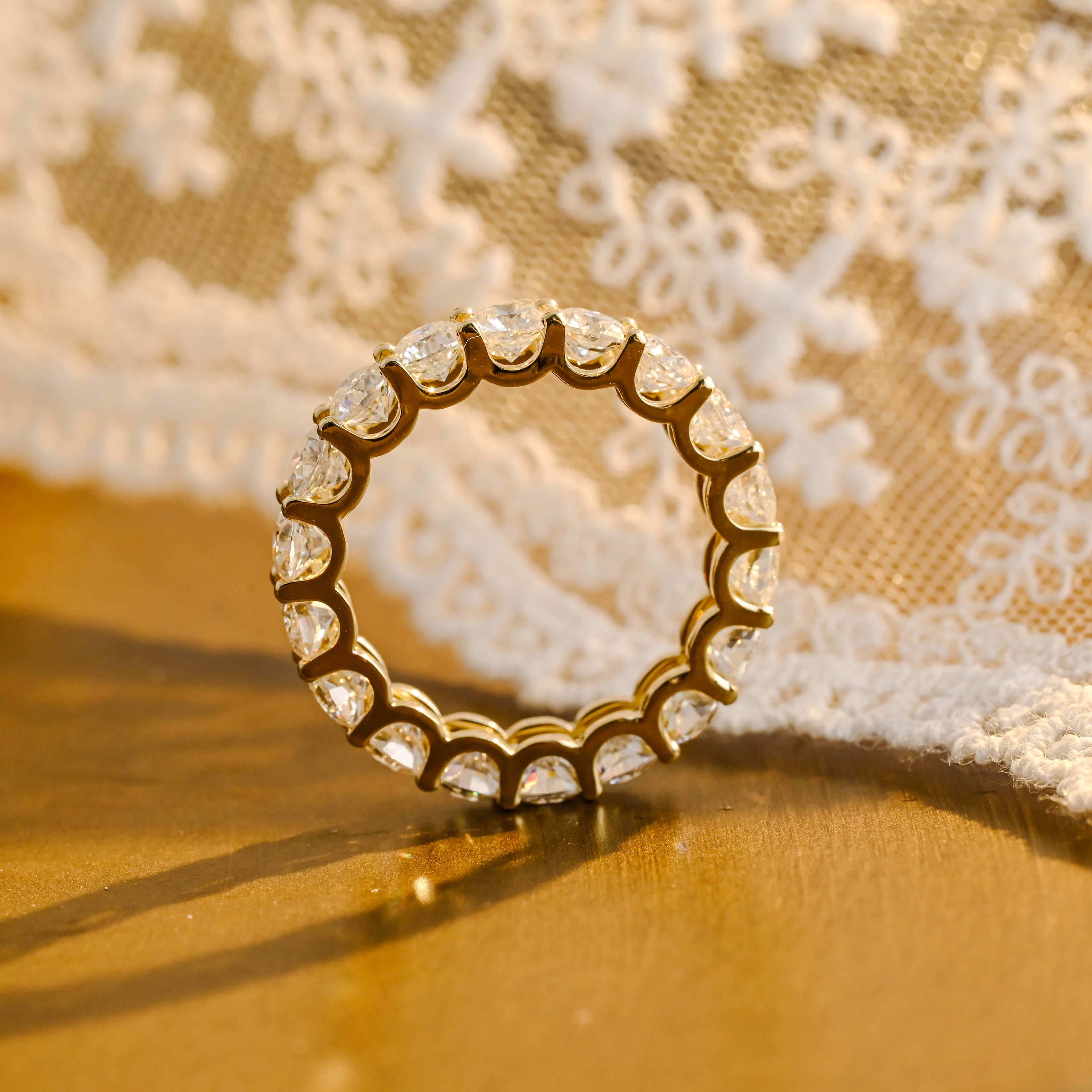 Ultra-Brilliant Round Lab Diamond Row Ring | D-E VVS-VS | 14K 18K Solid Gold