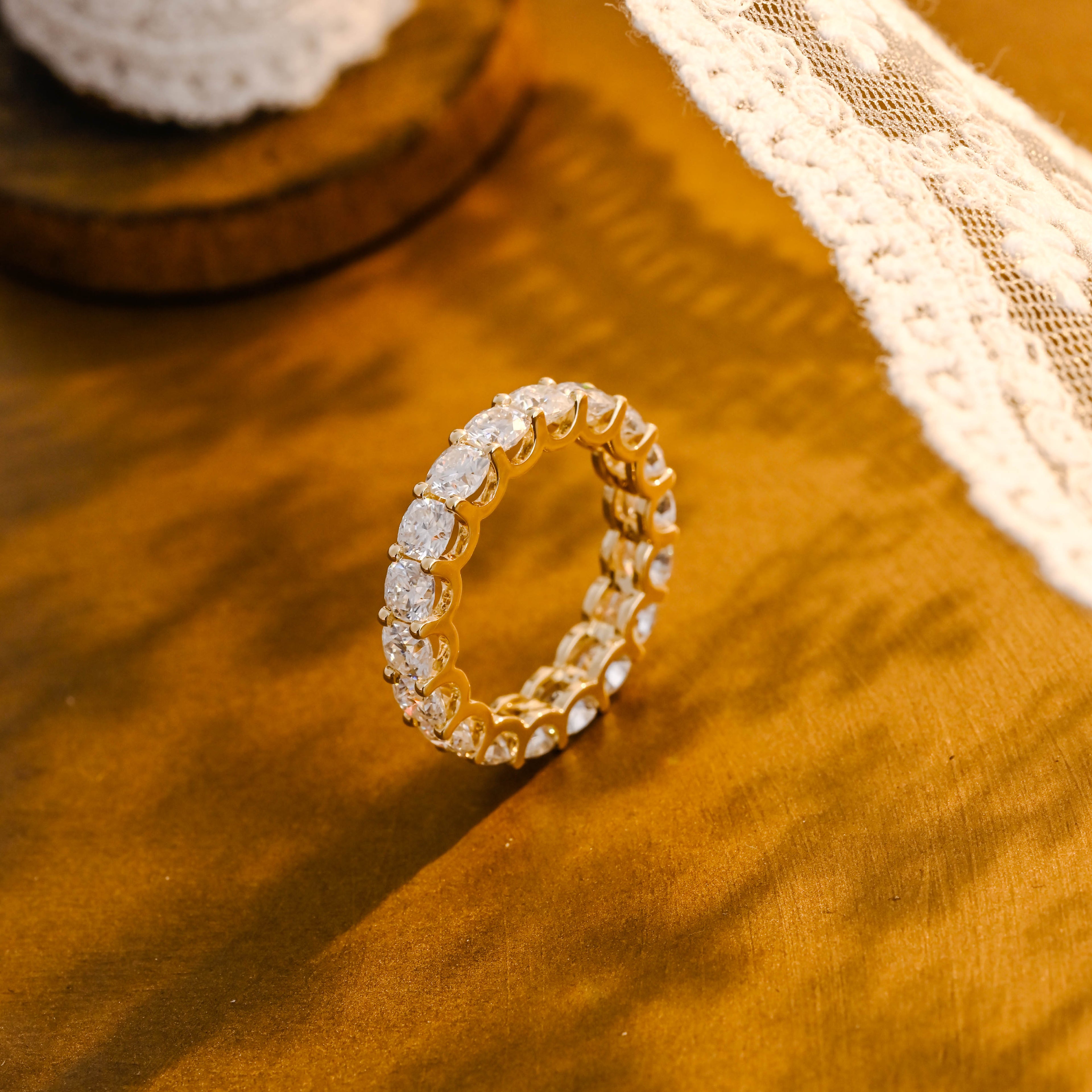 Ultra-Brilliant Round Lab Diamond Row Ring | D-E VVS-VS | 14K 18K Solid Gold