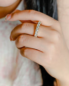 Ultra-Brilliant Round Lab Diamond Row Ring | D-E VVS-VS | 14K 18K Solid Gold