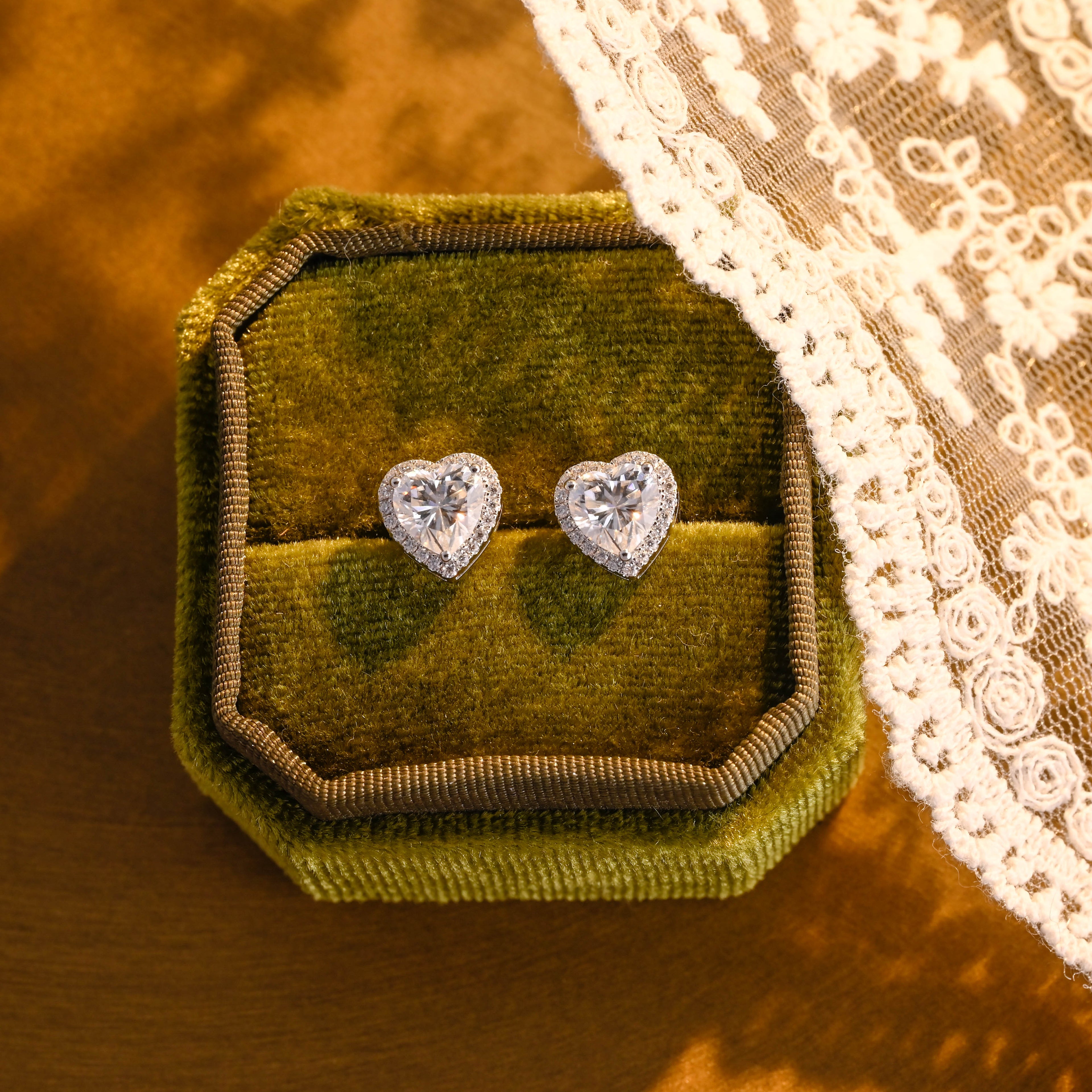 IGI Certified Heart Shaped Lab Grown Diamond Stud Earrings | 1-3 CT | 14K 18K Gold & Platinum