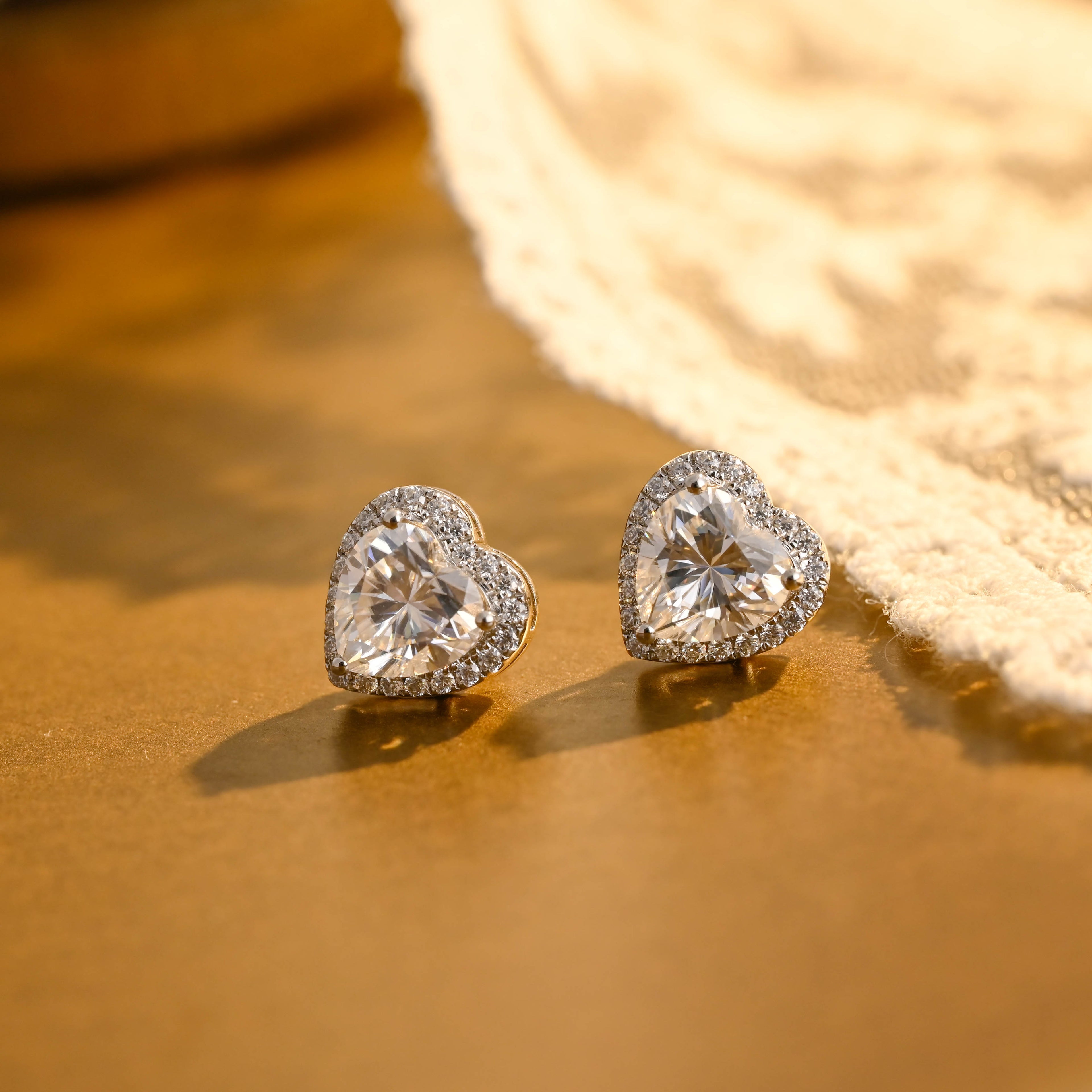 IGI Certified Heart Shaped Lab Grown Diamond Stud Earrings | 1-3 CT | 14K 18K Gold & Platinum