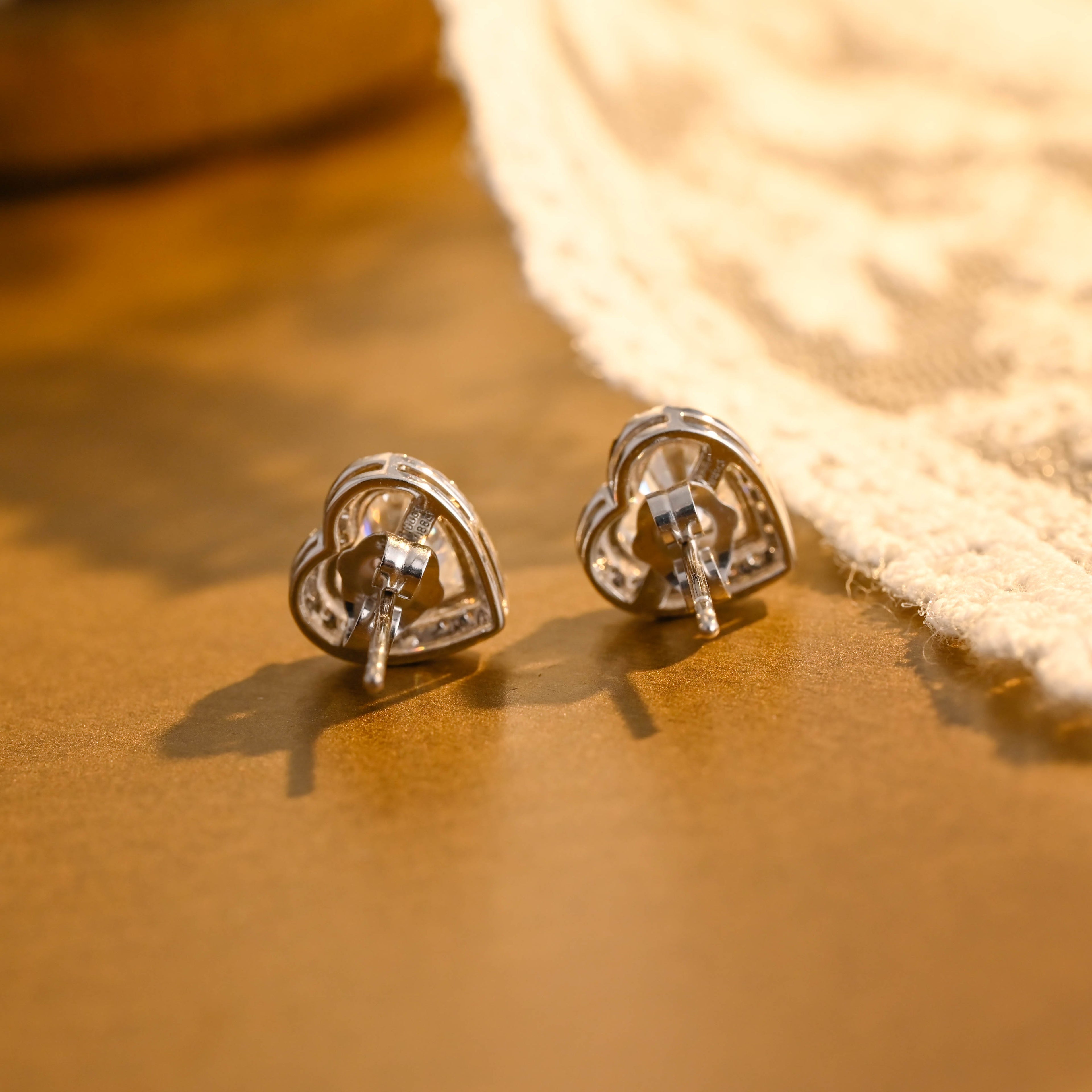 IGI Certified Heart Shaped Lab Grown Diamond Stud Earrings | 1-3 CT | 14K 18K Gold & Platinum