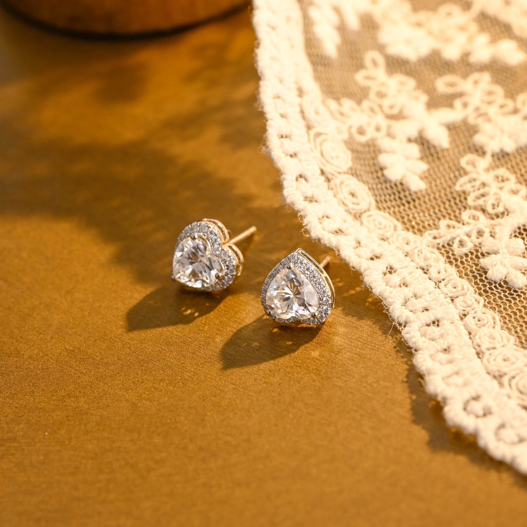 IGI Certified Heart Shaped Lab Grown Diamond Stud Earrings | 1-3 CT | 14K 18K Gold & Platinum