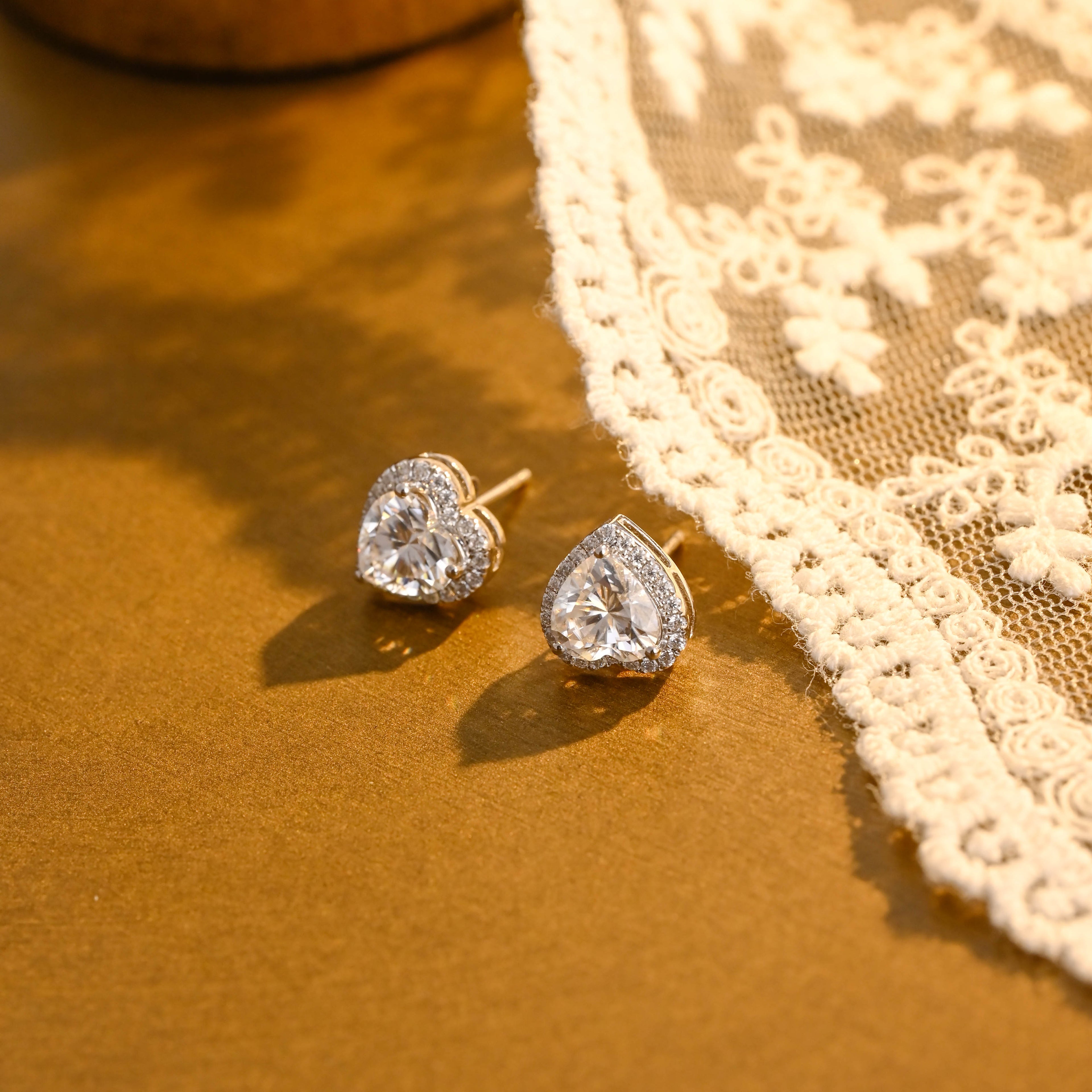 IGI Certified Heart Shaped Lab Grown Diamond Stud Earrings | 1-3 CT | 14K 18K Gold & Platinum