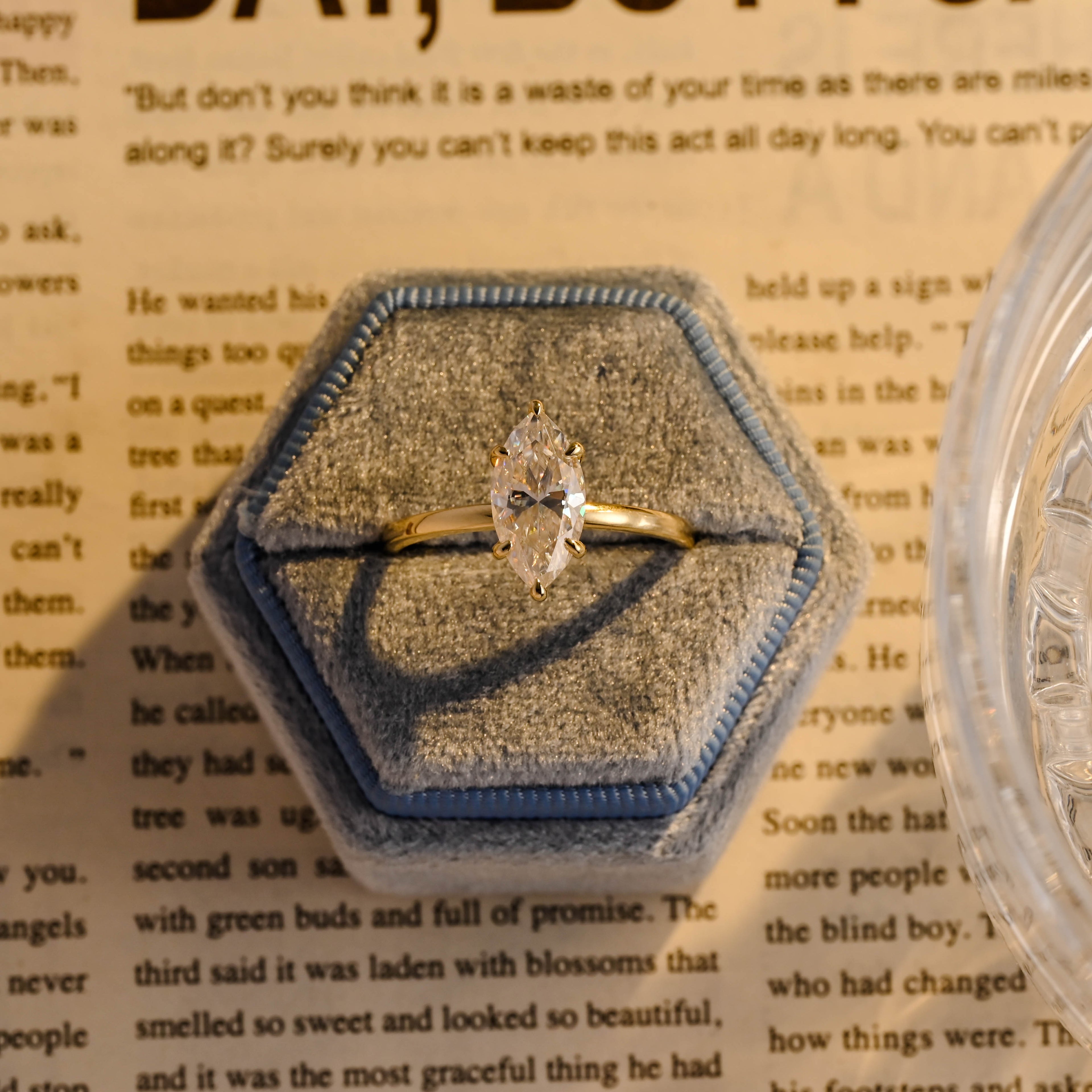 IGI Certified 1-3 Carat Marquise Lab Grown Diamond Ring | D VS1 | 14K 18K Yellow Gold