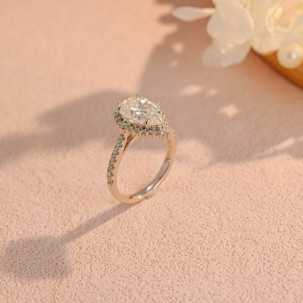 IGI Certified 1-5 Carat Pear Shaped Lab Grown Diamond Ring | D VS1 EX | 14K 18K Gold & Platinum