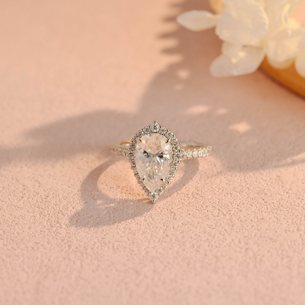 IGI Certified 1-5 Carat Pear Shaped Lab Grown Diamond Ring | D VS1 EX | 14K 18K Gold & Platinum