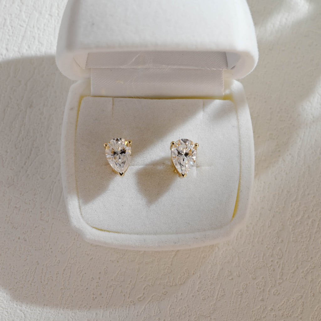 IGI Certified Pear Shaped Lab Grown Diamond Stud Earrings | D VS1 EX | 1-3 CTW | 14K 18K Gold