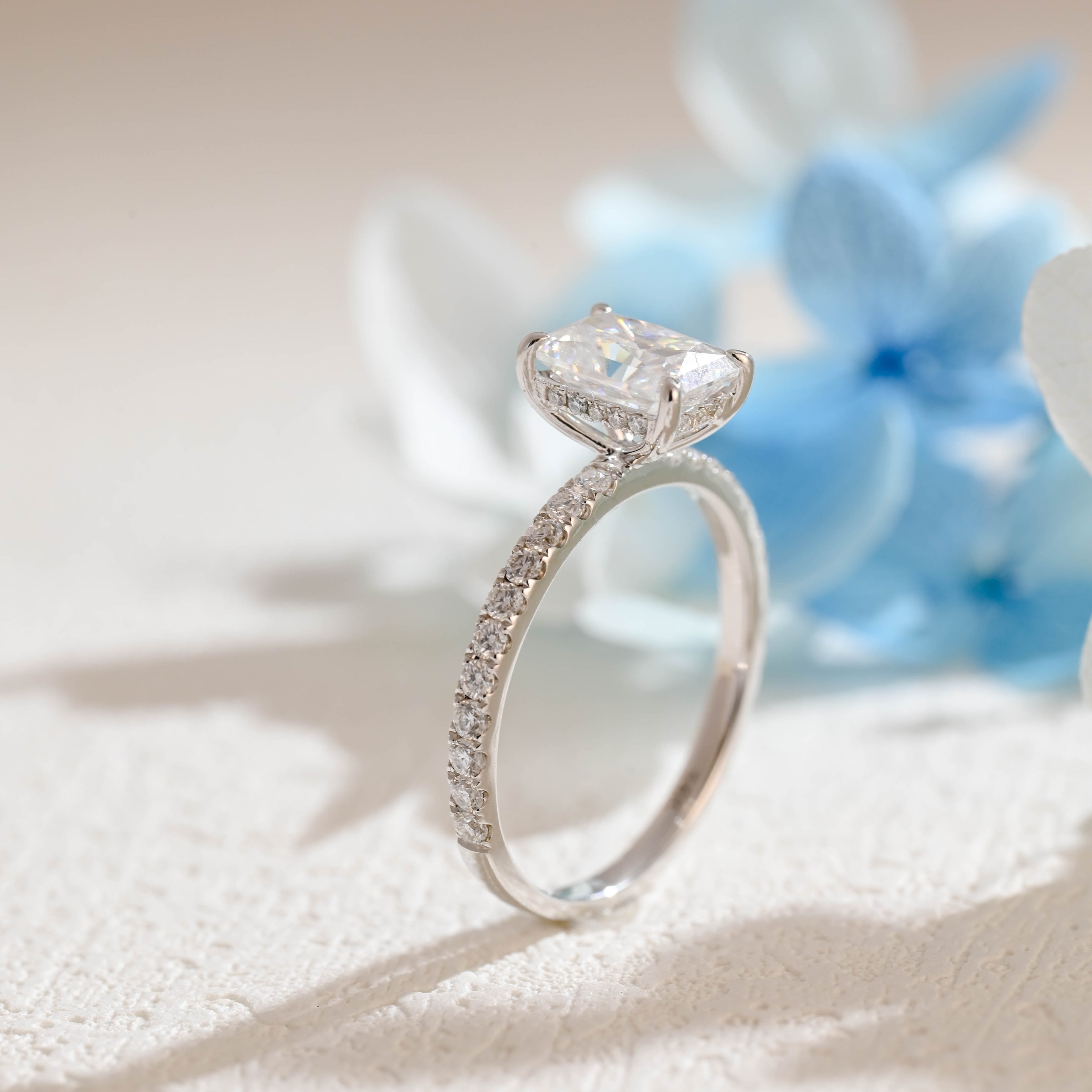 IGI Certified 1-5 Carat D Color VS1 Clarity Radiant Cut Lab Grown Diamond Engagement Ring in 14K/18K Gold or Platinum