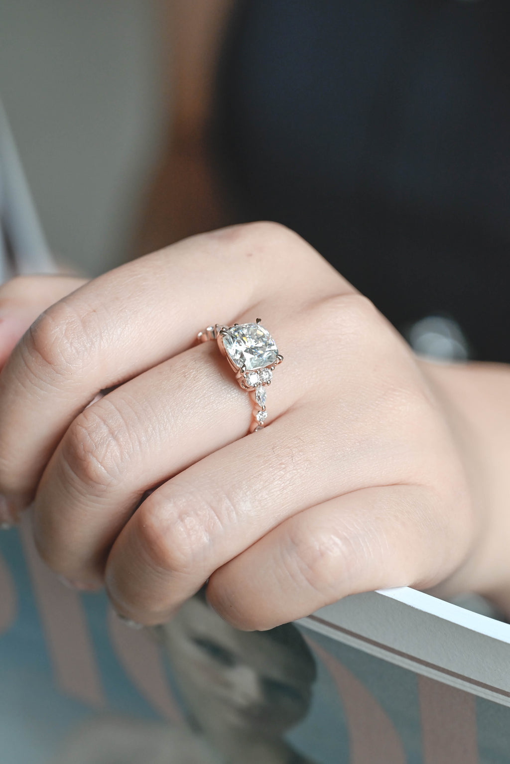 IGI Certified 1-3 Carat Cushion Cut Lab Grown Diamond Ring | D VS1 EX | 14K 18K Rose Gold