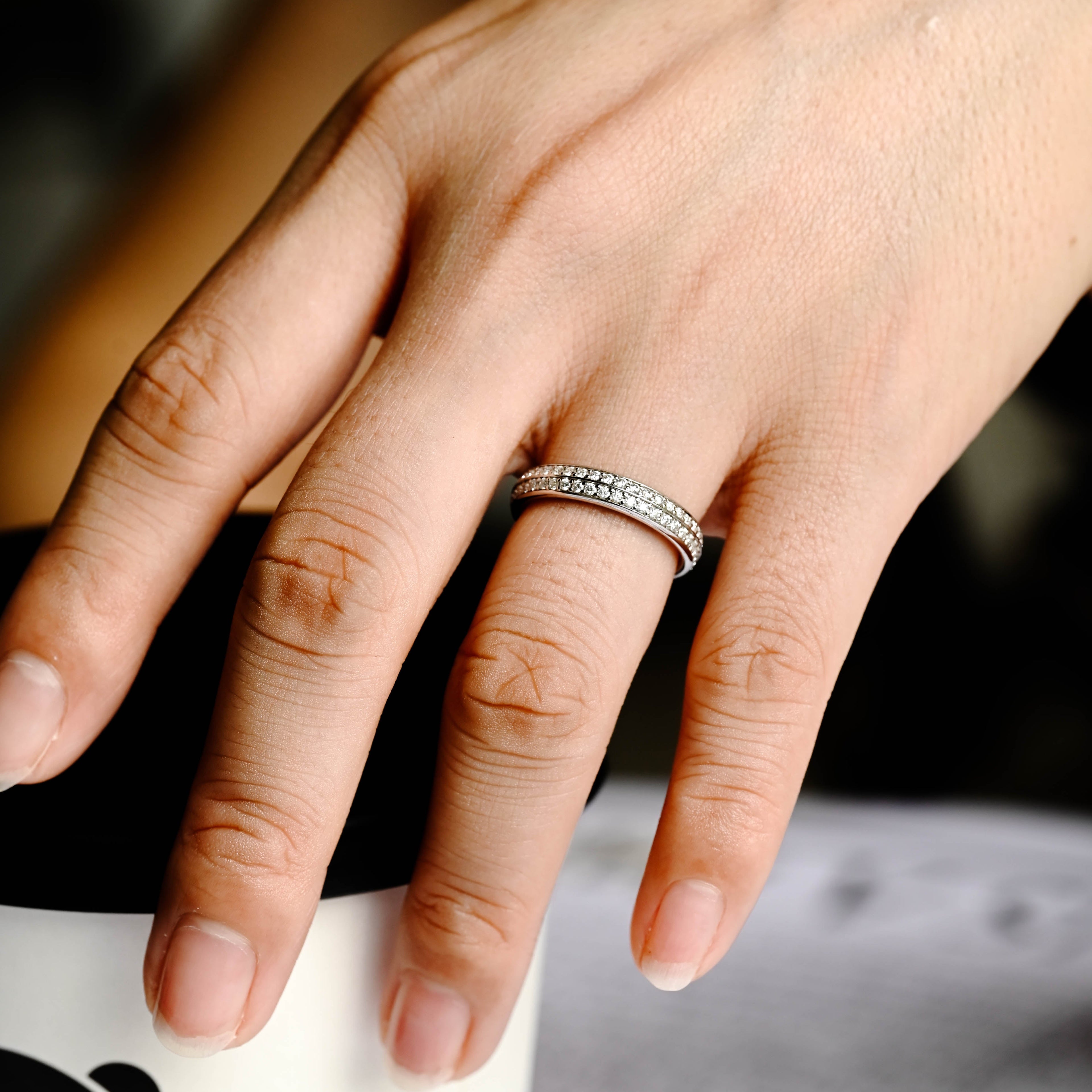 0.9 CTW Round Brilliant Lab Grown Diamond Pave Eternity Band | D-E VVS-VS | 14K 18K Platinum