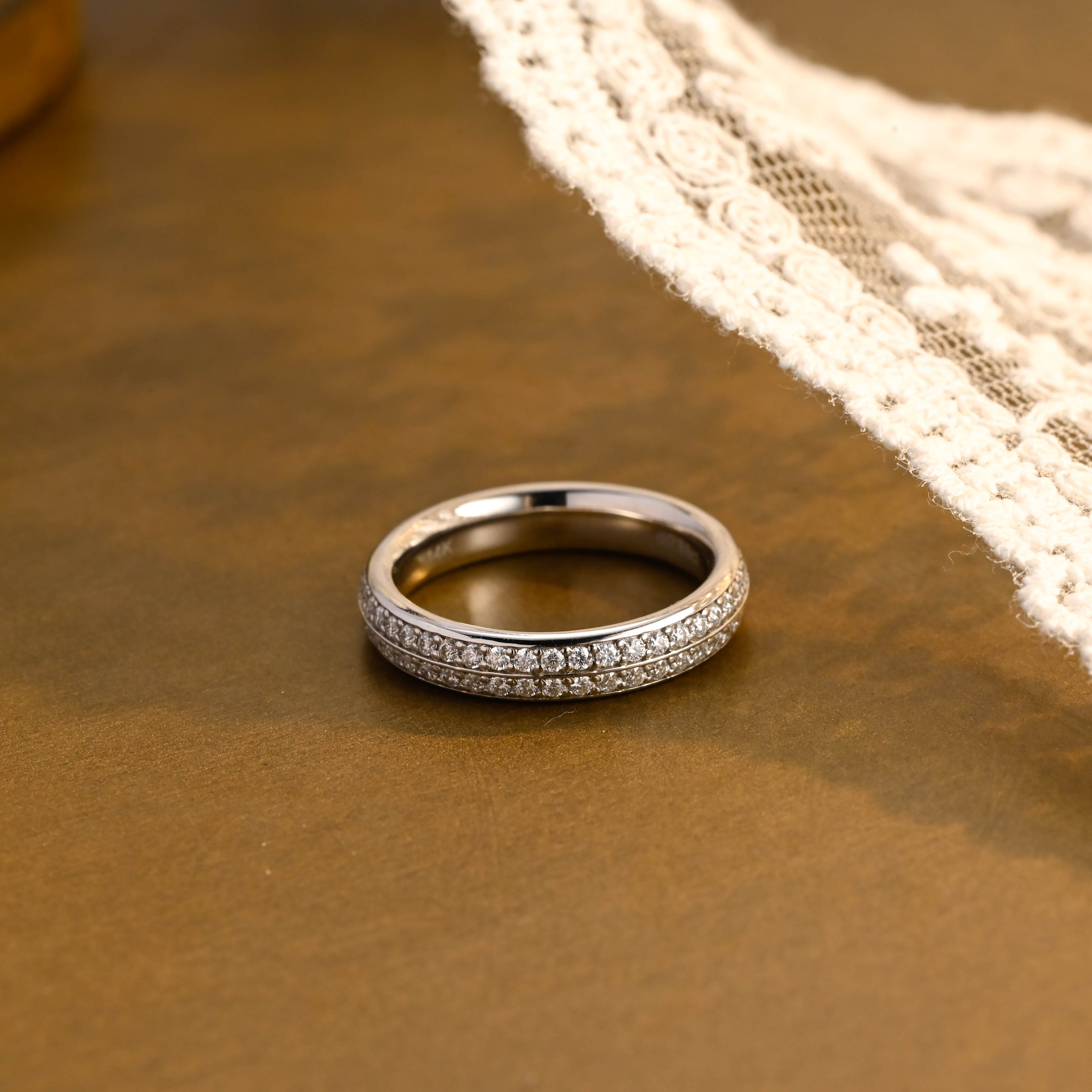 0.9 CTW Round Brilliant Lab Grown Diamond Pave Eternity Band | D-E VVS-VS | 14K 18K Platinum