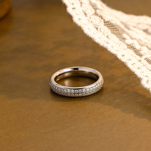 0.9 CTW Round Brilliant Lab Grown Diamond Pave Eternity Band | D-E VVS-VS | 14K 18K Platinum