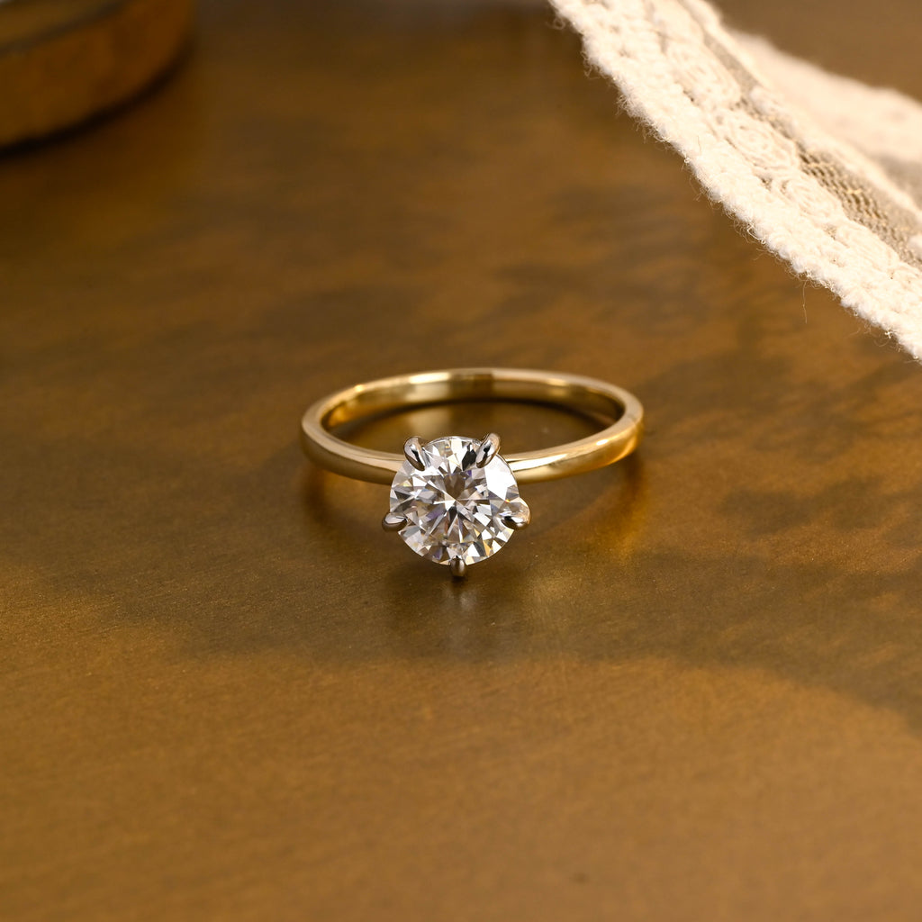 IGI Certified 1-5 Carat Round Brilliant Lab Grown Diamond Ring | D VS1 Ideal Cut | Two-Tone Gold