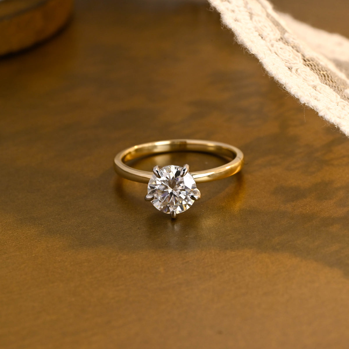 IGI Certified 1-5 Carat Round Brilliant Lab Grown Diamond Ring | D VS1 Ideal Cut | Two-Tone Gold