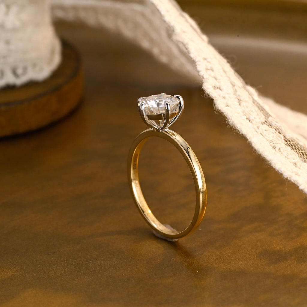 IGI Certified 1-5 Carat Round Brilliant Lab Grown Diamond Ring | D VS1 Ideal Cut | Two-Tone Gold
