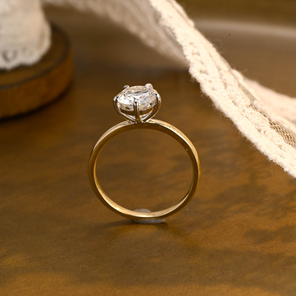 IGI Certified 1-5 Carat Round Brilliant Lab Grown Diamond Ring | D VS1 Ideal Cut | Two-Tone Gold