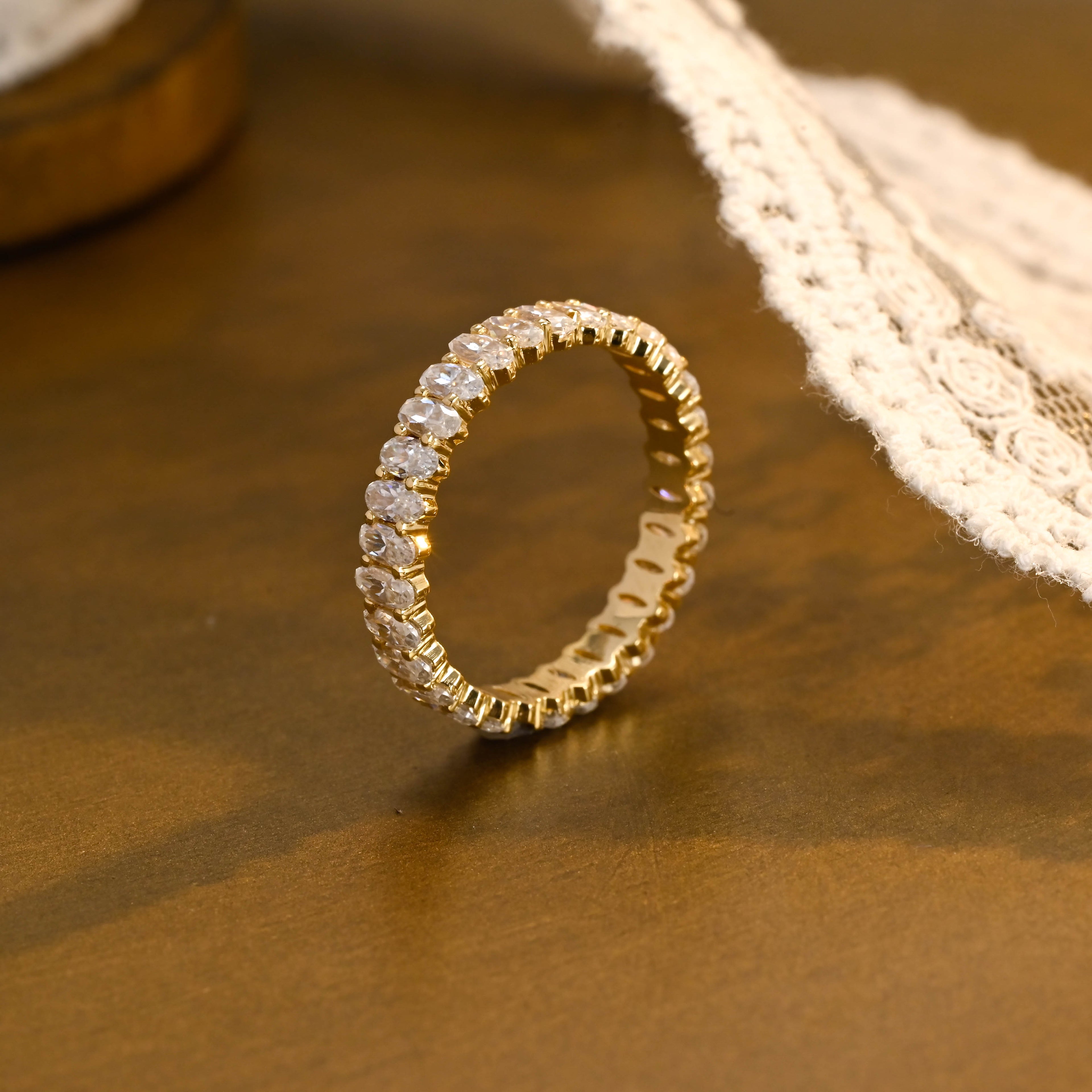 2.7 CTW Oval Cut Lab Grown Diamond Eternity Band | D-E VVS-VS | 14K 18K Platinum