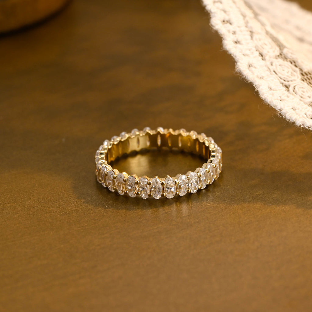 2.7 CTW Oval Cut Lab Grown Diamond Eternity Band | D-E VVS-VS | 14K 18K Platinum