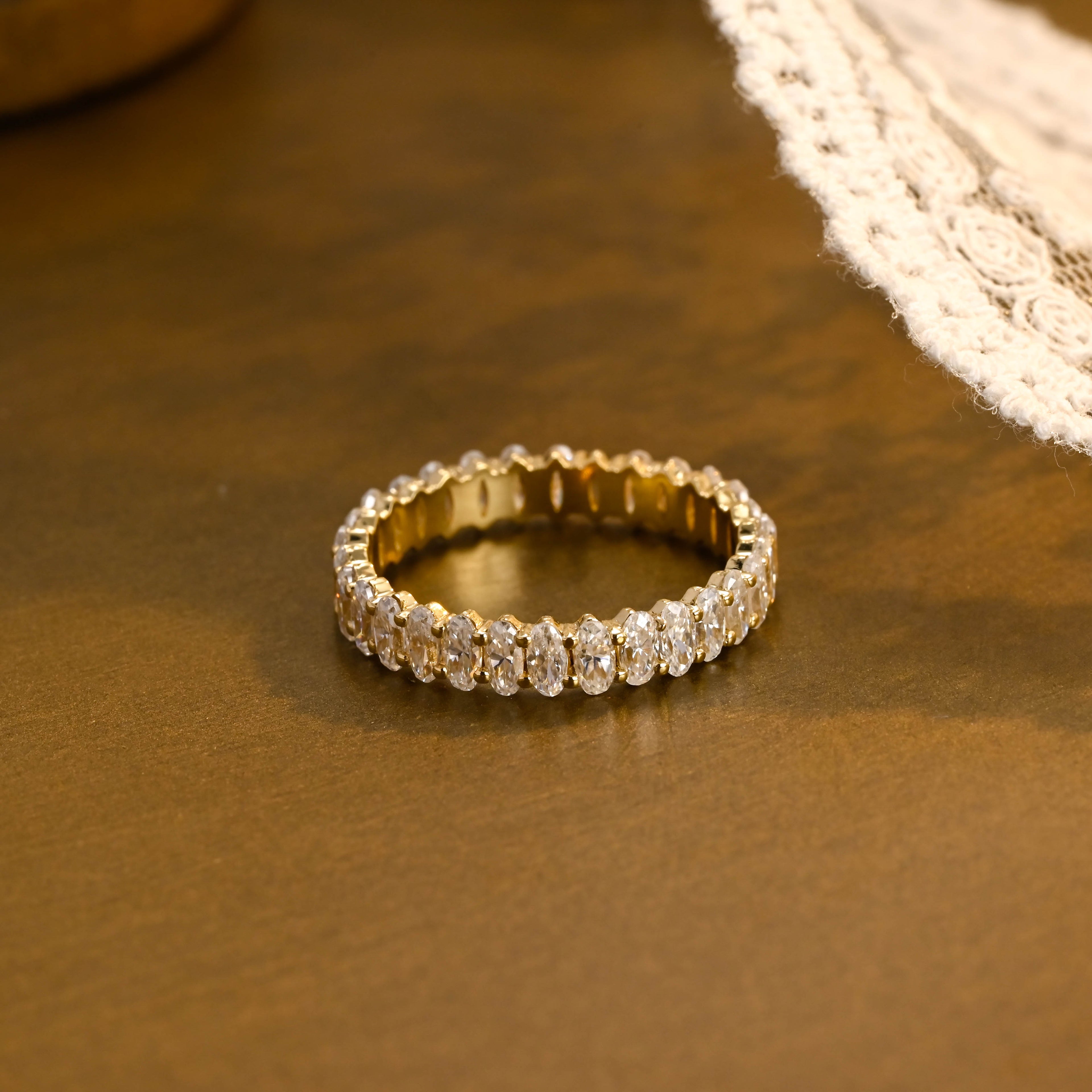 2.7 CTW Oval Cut Lab Grown Diamond Eternity Band | D-E VVS-VS | 14K 18K Platinum