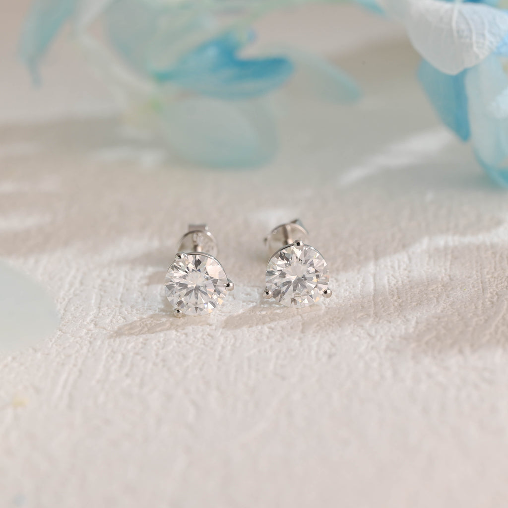 IGI Certified Round Brilliant Lab Grown Diamond Stud Earrings | D VS1 Ideal Cut | 0.5-3 CTW