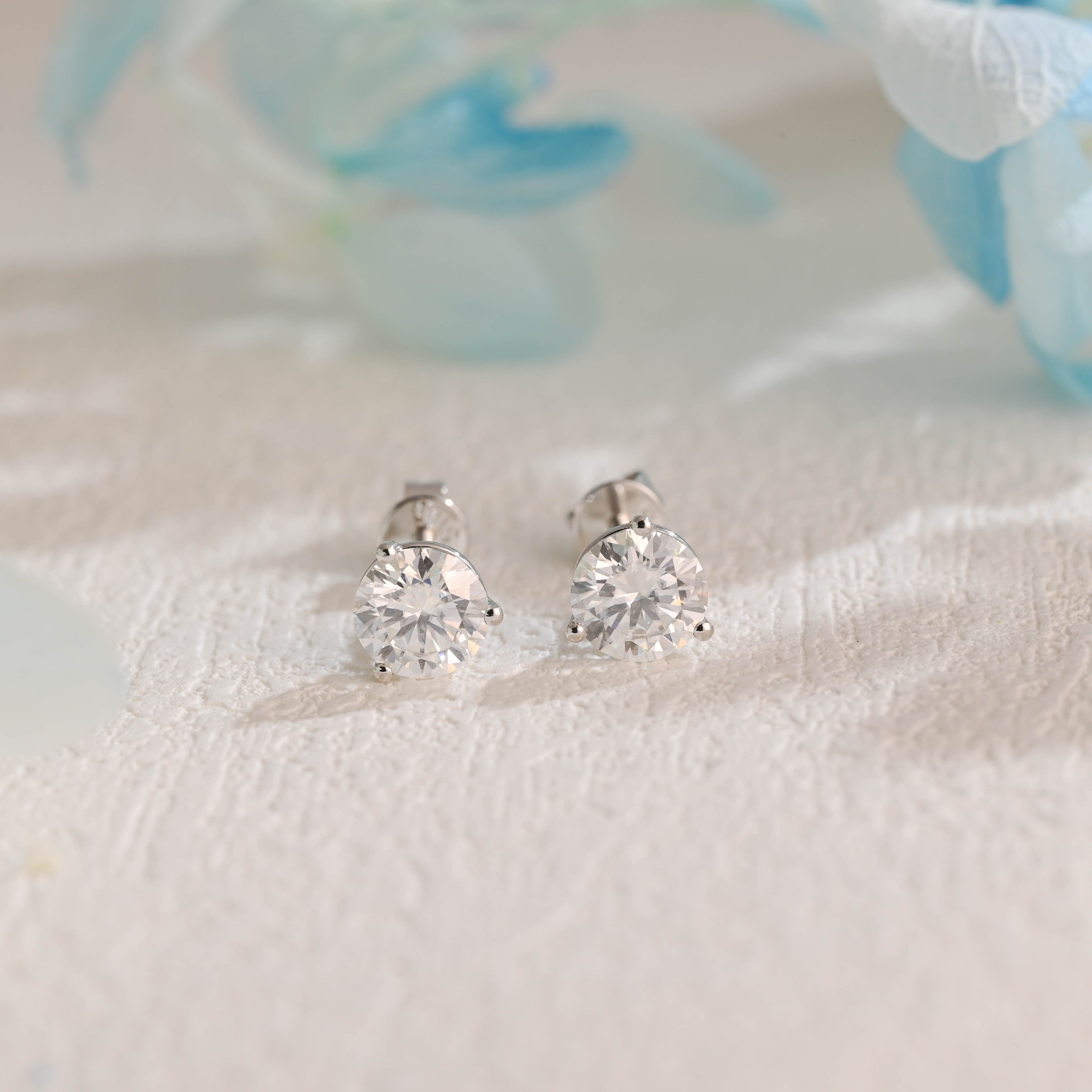 IGI Certified Round Brilliant Lab Grown Diamond Stud Earrings | D VS1 Ideal Cut | 0.5-3 CTW