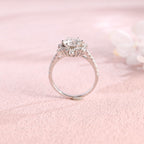 IGI certified round brilliant halo lab grown diamond engagement ring with pave diamond band d color vs1 ex cut in 18k white gold