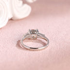 Bottom gallery view of the three stone asscher lab grown diamond ring showing craftsmanship.