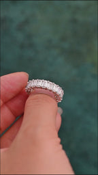 6 Carat Total Weight Emerald Cut Lab Grown Diamond Eternity Band | D-E VVS-VS | 14K 18K Platinum