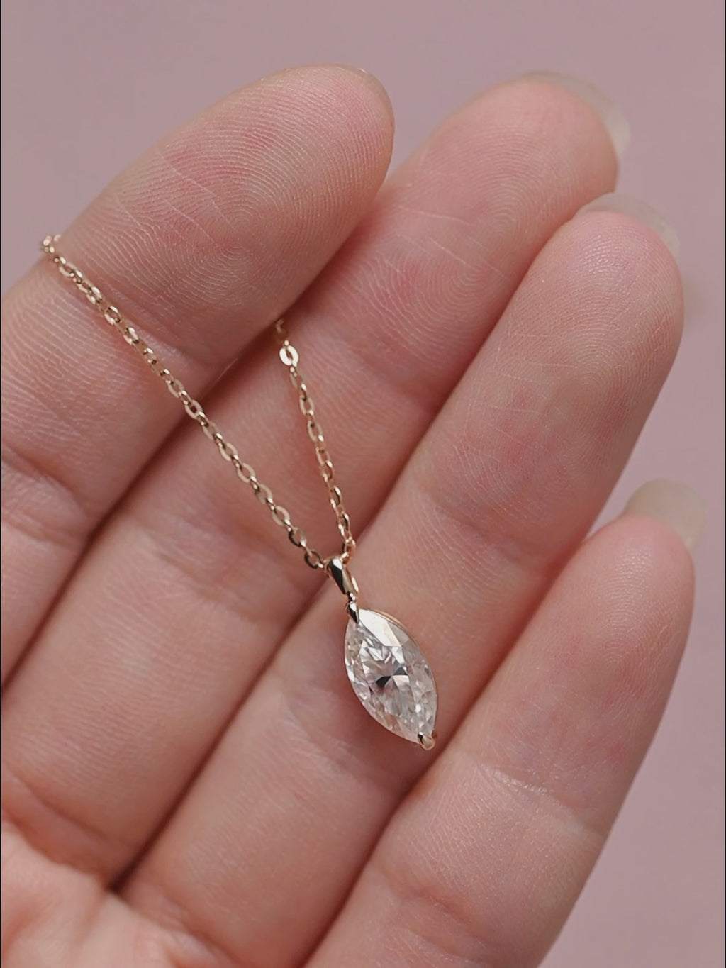 IGI Certified Marquise Cut Lab Grown Diamond Necklace | D VS1 EX | 1-3 Carat | 14K 18K Gold