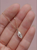 IGI Certified Marquise Cut Lab Grown Diamond Necklace | D VS1 EX | 1-3 Carat | 14K 18K Gold