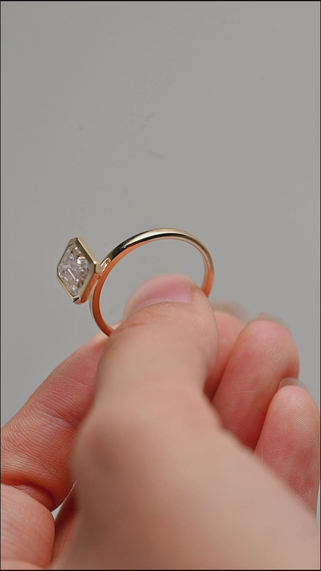 Emerald Cut Lab Grown Diamond Engagement Ring | Bezel Set Solitaire | IGI Certified | 1-5 CT | D VS1 | 14K 18K Platinum