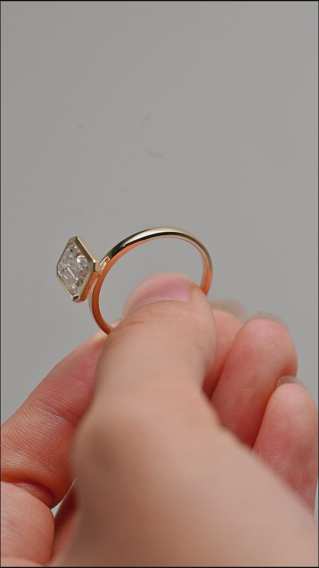 Emerald Cut Lab Grown Diamond Engagement Ring | Bezel Set Solitaire | IGI Certified | 1-5 CT | D VS1 | 14K 18K Platinum
