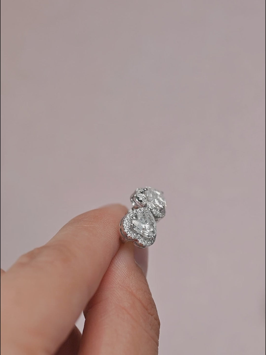 IGI Certified Heart Shaped Lab Grown Diamond Stud Earrings | 1-3 CT | 14K 18K Gold & Platinum