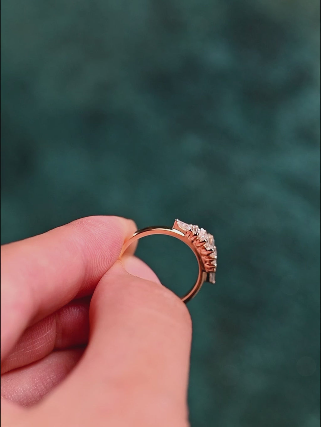 Art Deco 0.64 CTW Emerald & Baguette Cut Lab Grown Diamond Ring | D-E VVS-VS | 14K 18K Gold
