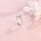 Side profile view of a modern princess cut lab created diamond full bezel setting showing the low-profile solid metal band design.