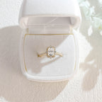 A luxurious radiant cut lab grown diamond engagement ring featuring a micro-pave halo and pave band with a d color vs1 center stone in white gold.